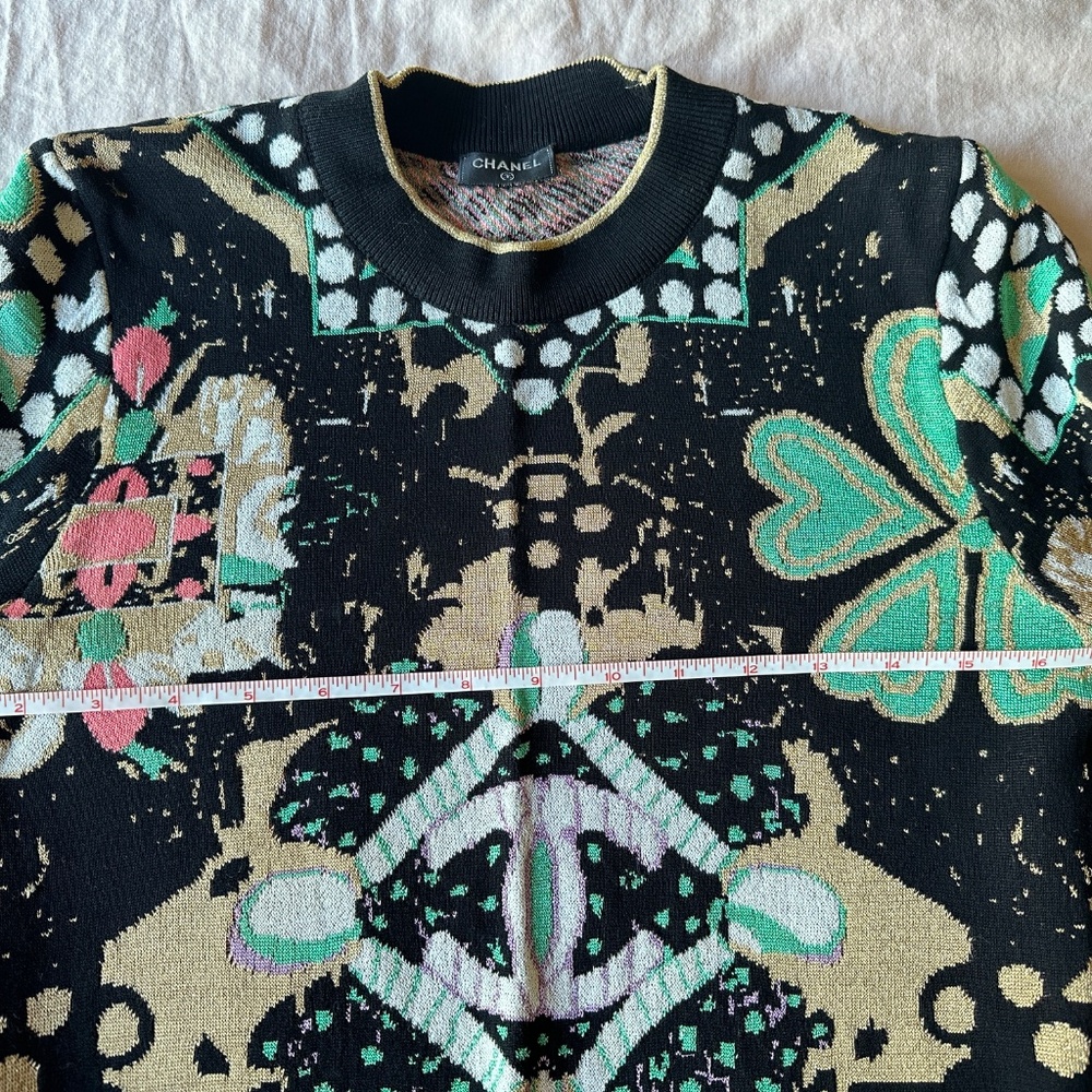 Chanel multi color black gold sweater 40 S Small - Picture 8 of 11